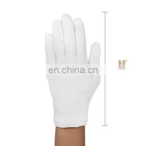 W0095 White Cotton Gloves 8.6" Large Size for Coin Jewelry Silver Inspection Etiquette Gloves Electronic Work thumbnail-3