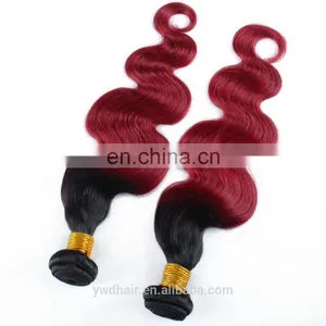 Brazilian Virgin Hair 3/4 Bundles Brazilian Body Wave 1B/Burgundy Ombre Brazilian Hair Weave Bundles Ombre Human Hair Extensions thumbnail-5