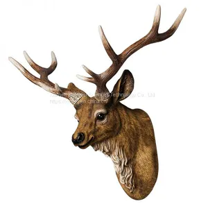 Restoring Ancient Ways Creative Simulation Animal Deer Head Wall Hanging Decoration Style Indoor Resin Crafts Decoration Home Decor thumbnail-5