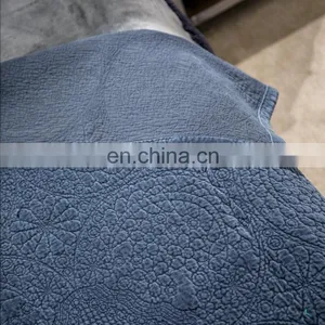Oversized Microfiber Lightweight Blue Color Embossed Wavelet Pattern Quilt Set /bedding Sheet Sets thumbnail-3
