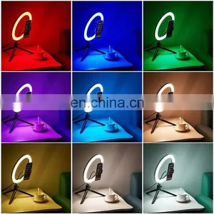 Factory Wholesale 10 " 32 Colour Tiktok Video Photography Makeup Phone Selfie Rgb Ring Light With Tripop thumbnail-5
