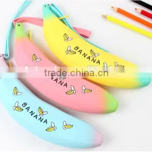 Wholesale Durable Banana Shape Silicone Pencil Bag School ,Silicone Office Pencil Case Bag Zipper Silicone Pencil Bags thumbnail-3
