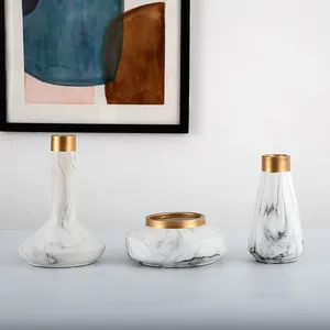 Gilt-edged Marbling White Fashion Ceramic Vase for Living Room Design thumbnail-1