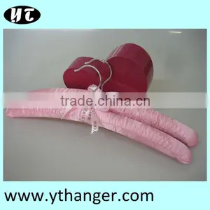 Branded Pink Fabric Hangers With Custom Logo Printed Satin Hanger thumbnail-1