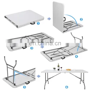 Factory Direct Selling Sturdy Rust Resistant Bar Banquet Plastic Folding Tables and Chairs for Events Outdoor Table thumbnail-4