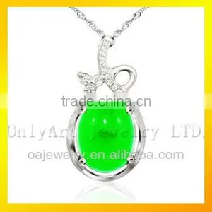 Lastest Design Elegant Lute Shape Jade Pendant High Quality 925 Sterling Silver Jewelry thumbnail-1