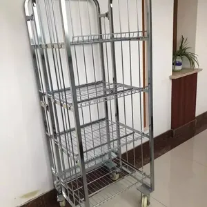 Large Roll Container Foldable Steel Warehouse Storage Rolling Pallet Cage Trolley thumbnail-1