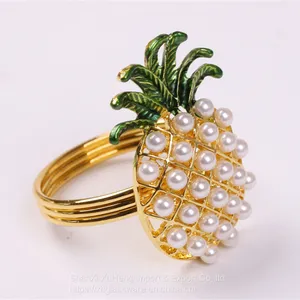Gold Pineapple Napkin Rings Holder for Wedding Birthday Christmas Holiday Family Gathering Banquet thumbnail-2