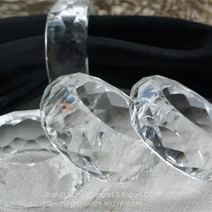 Elegant Transparent Clear Crystal Round Napkin Ring Holders For Wedding And Home Decoration thumbnail-2