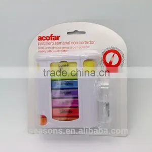 Best Seller Portable 7day Plastic Pill Box Casewith Cutter thumbnail-1