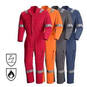 100% Cotton Construction Mining Uniform Long Sleeve Workwear Custom Workwear Flame Fire Retardant FRC FR Coveralls thumbnail-5