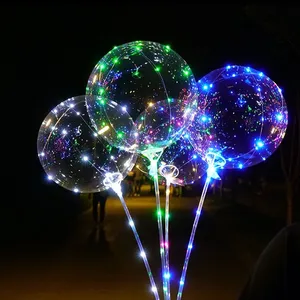Cheap 18Inch Heart Colourful Lights Flashing Helium Merry Christmas Transparent Led Party Bobo Balloon With Handle Stick thumbnail-4