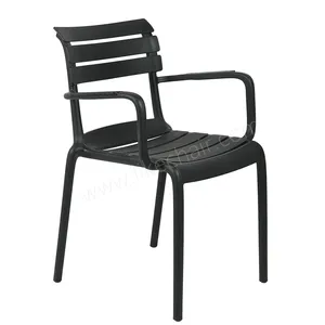 Plastic Cafe Chairs Stackable Modern Slat Back Design Tilting Feature Stable Commercial Furniture Indoor/Outdoor Use thumbnail-3