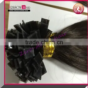 100% Indian Cheap Virgin Remy Human Keratin Hair Extension Pr-bonded Flat Tip Keratin Tipped Human Hair Extension thumbnail-5