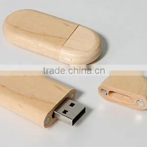 Eco Friendly Ellipse Star Drive Wood Body With Magnetic Cap Wood Finish USB thumbnail-1