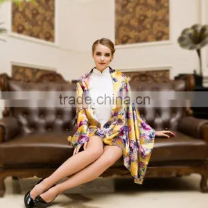Silk Fabric Chiffon Silk Scarf Digital Floral Decent Printed Fashionable Scarf thumbnail-2