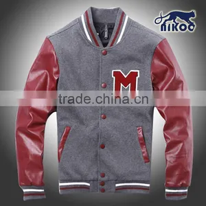 Quality Men's Fitted Leather Sleeves Varsity Wool Jackets With Chenille Patches thumbnail-1