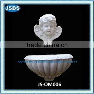 White Stone Cherub Carving Wall Fountain Ornament thumbnail-1