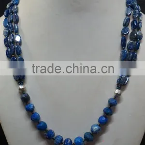 Lapis Lazuli High Quality Oval and Faceted Rondelle Fashion Jewelry Stone Necklace thumbnail-2