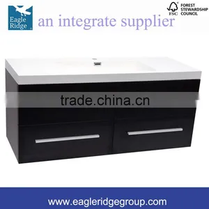 1200mm Soft Closing Drwers Vanity, Black Wall Hung Vanity, Single Basin Bathroom Vanity K1200B thumbnail-2
