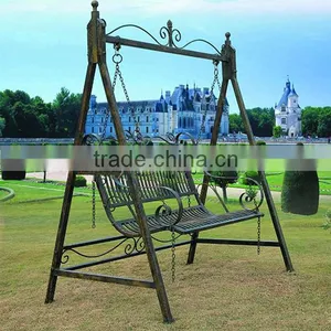 Antique Metal Long Swing Hanging Chair for Indoor Outdoor Decoration thumbnail-3