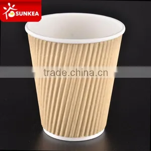 Kraft Round Ripple Paper Cups, Disposable Ripple Paper Cup for Hot Drinking, Coffee Paper Cup thumbnail-2