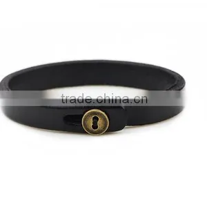 >>New Arrival Classic Plain Leather Bracelet,button Leather Bracelet// thumbnail-2