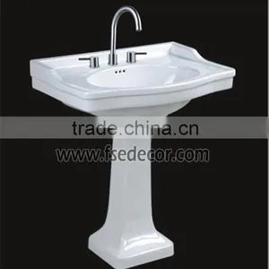 North American Standared Bathroom Porcelain Pedestal Sink thumbnail-1