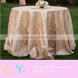 Glitz Sequin Champagne Wedding Tablecloth thumbnail-1