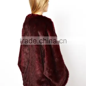 100% Acrylic Fur,coat of Artificial Fur, Batwing Coat in Faux Fur Jacket thumbnail-3