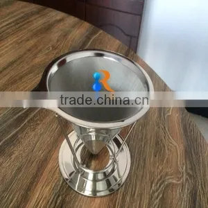 Trade Assurance Stainless Steel Reusable Fine Mesh Pour Over Cone Cafetiere Coffee Filter thumbnail-1