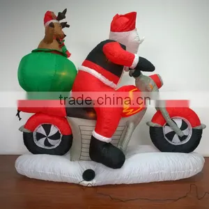 DJ-XT-47 Christmas Inflatable Santa on Motorbike Air Blown Giant Street Decoration thumbnail-5