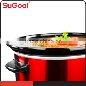 Red Outer Body Ceramic Slow Cooker With GS ROHS Certs thumbnail-2