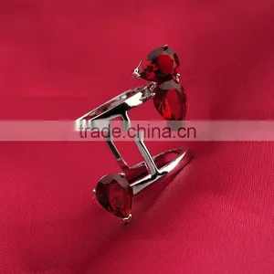 Red CZ Stone Knuckle Midi Rings thumbnail-4