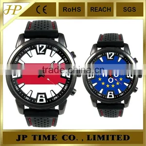 Custom Round Metal Black Case Silicone Logo Watch Fashion 2014 JP TIME Watch thumbnail-1