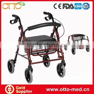 Senior Aluminum Folding 4 Wheel Walker With Footrest thumbnail-1