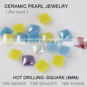 Wholesale Hotfix Ceramics Pearl 8*8mm Square Flat Back Ceramic Rhinestone Factory Direct on Sales thumbnail-1