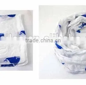 WLHH0222-84 100%Polyester Shark Printed Round Neck Scarf thumbnail-1