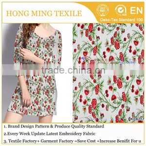 Amazing Indian Hand Decorated Embroidery Dress 3D Rose Floral Green Stem Embroider Texile Fabric for Summer Tunic Manufactory thumbnail-1