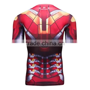 China Summer Men's Marvel Superhero Sublimation T Shirt Wholesale Manufacturer Guangzhou Clothing Mens Cycling Shirt thumbnail-2