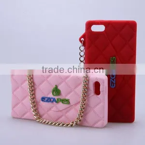 Custom Design Fashion Rhombus Shape Silicone Cell Phone Case With Chain thumbnail-2