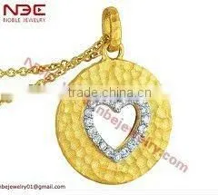 Hot Sale Love Heart Design Fashion Costum 925 Silver Jewelry Pendant,AAA Grade White Cz,yellow Gold Plated Cheap Pendant thumbnail-1