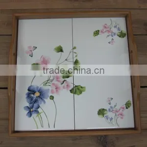 New Ceramic Big Piece Hot Food Serving Dish With Bamboo Frame thumbnail-1