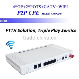 FTTx Fiber Gigabit SFF Uplink 4 GE Voip CATV 2T2R WiFi Downlink Triple Play P2P CPE Customer Premise Equipment thumbnail-2
