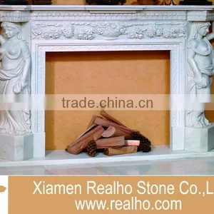 White Marble Fireplace With Carving thumbnail-1