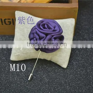 Long Needle Stick Satin Fabric Rose Lapel Pins Flower for Men Blue LAP003 thumbnail-5