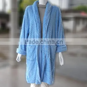 Design High Quality Super Soft Home Couples Robe Coral Fleece Bathrobe With Zipper thumbnail-2