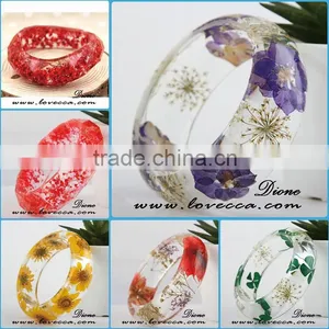 2016 High Quality Clear Customized Jewelry Resin Real Dried Flower Bangle thumbnail-2
