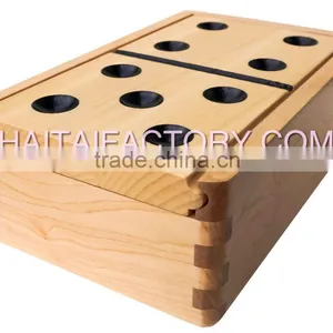 High Quality Dominoes and Cribbage Set in Natural Wood Box thumbnail-1