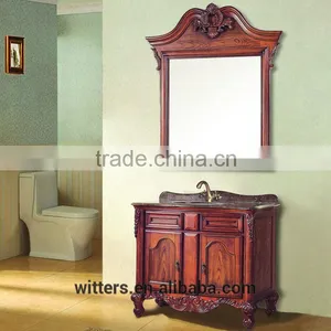 WTS-1066 35'' Antique Single Sink Solid Wood White Bathroom Vanity Cabinets thumbnail-3